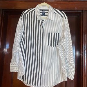 GAP NWT the big shirt mismatched stripes button down